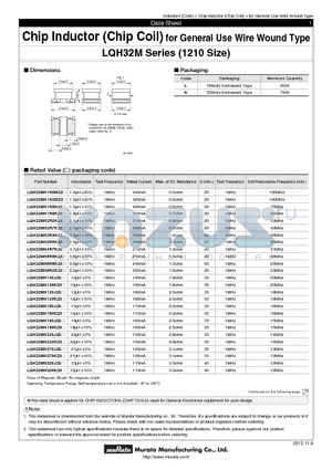 LQH32MN330K23L datasheet - Chip Inductor (Chip Coil) for General Use Wire Wound Type