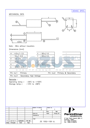 ZS1052-10BUL datasheet - DEVICE SPEC