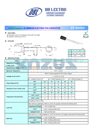 ZS1A101LC datasheet - ALUMINIUM ELECTROLYTIC CAPACITOR