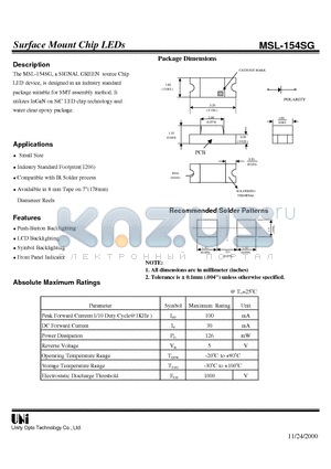 MSL-154SG datasheet - Surface Mount Chip LEDs