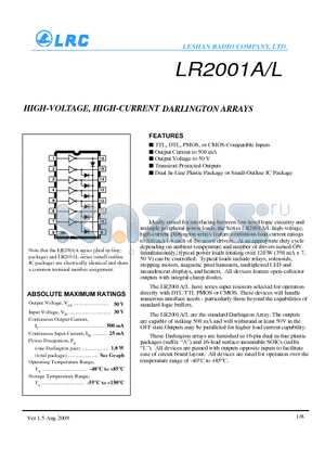 LR2001A datasheet - HIGH-VOLTAGE, HIGH-CURRENT DARLINGTON ARRAYS