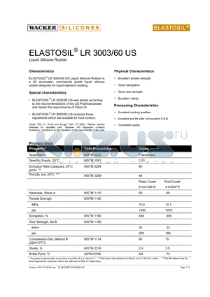 LR3003 datasheet - Liquid Silicone Rubber