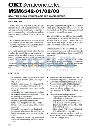 MSM6542-01 datasheet - REAL TIME CLOCK WITH PERIODIC AND ALARM OUTPUT