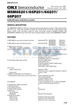 MSM66207 datasheet - OLMS-66K Series 16-Bit Microcontroller