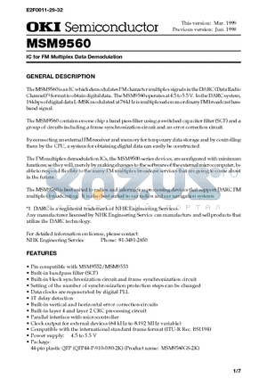 MSM9560GS-2K datasheet - IC for FM Multiplex Data Demodulation