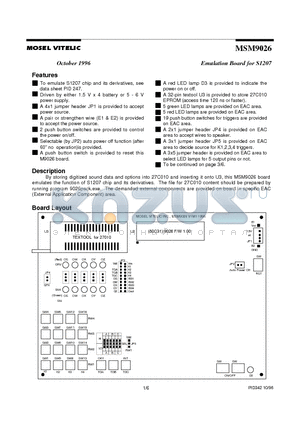 MSM9026 datasheet - Emulation Board for S1207