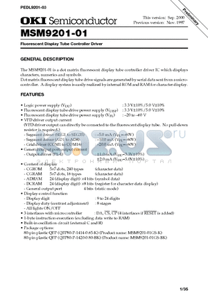 MSM9201-01 datasheet - Fluorescent Display Tube Controller Driver