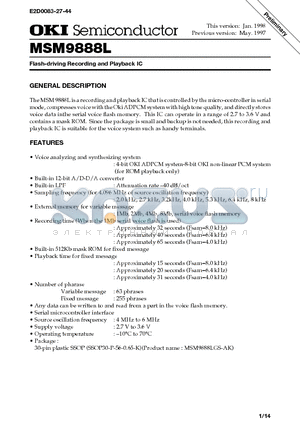 MSM9888L datasheet - Flash-driving Recording and Playback IC