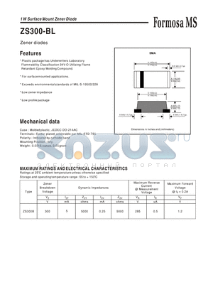 ZS300-BL datasheet - 1 W Surface Mount Zener Diode - Zener diodes