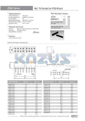 ZS3A-10-G2 datasheet - 180` TH Socket for PCB Mount