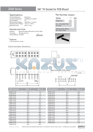 ZS3A-50-G2 datasheet - 180` TH Socket for PCB Mount