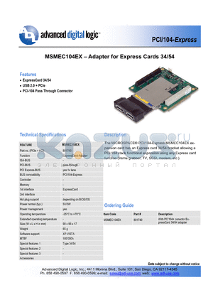 MSMEC104EX datasheet - Adapter for Express Cards 34/54