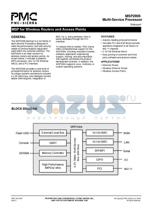 MSP2006 datasheet - MSP for Wireless Routers and Access Points