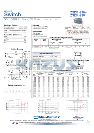 ZSDR-230+ datasheet - Switch