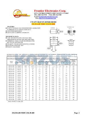 ZSL30-28B datasheet - 3 WATT SILICON ZENER DIODE