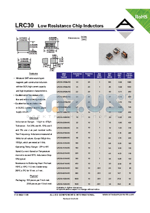 LRC30-3R3M-RC datasheet - Low Resistance Chip Inductors