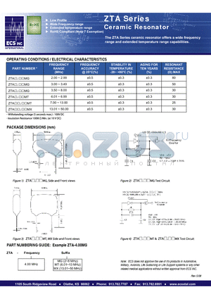ZTA-3.00MG datasheet - Ceramic Resonator