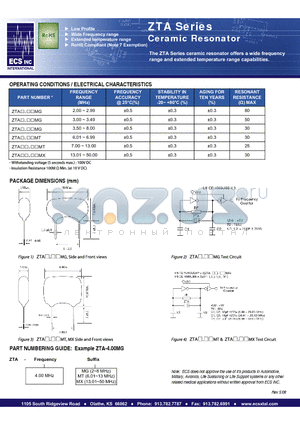 ZTA-3.50MG datasheet - Ceramic Resonator