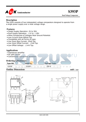 S393P datasheet - Dual Voltage Comparator