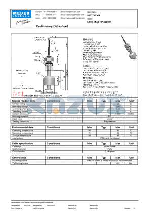 LS02-1A66-PP-3000W datasheet - LS Level Sensor