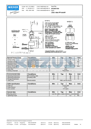 LS02-1A66-PP-5000W datasheet - LS Level Sensor