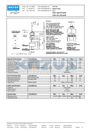 LS02-1A66-PP-500W datasheet - LS Level Sensor