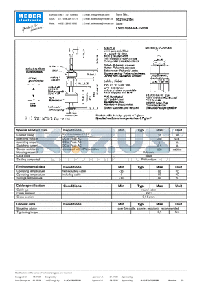 LS02-1B84-PA-1500W datasheet - LS Level Sensor