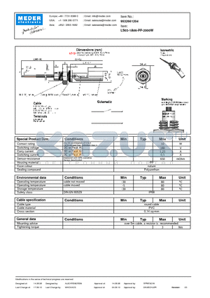 LS03-1A66-PP-2000W datasheet - LS Level Sensor