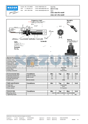 LS03-1A71-PA-1000W datasheet - LS Level Sensor