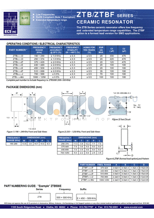 ZTB datasheet - CERAMIC RESONATOR