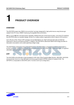 S3P72P9 datasheet - SINGLE-CHIP MICROCONTROLLER HAS BEEN DESIGNED FOR HIGH PERFORMANCE USING