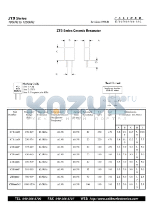 ZTB datasheet - Ceramic Resonator
