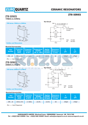 ZTB206D datasheet - CERAMIC RESONATORS