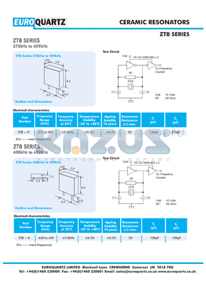 ZTB385D datasheet - CERAMIC RESONATORS