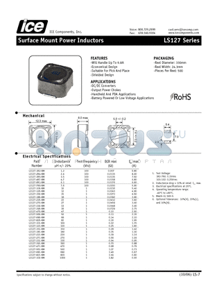 LS127-330-RM datasheet - Surface Mount Power Inductors