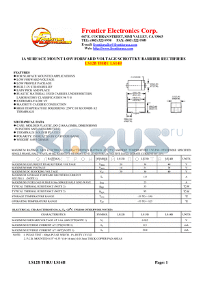 LS13B datasheet - 1A SURFACE MOUNT LOW FORWARD VOLTAGE SCHOTTKY BARRIER RECTIFIERS