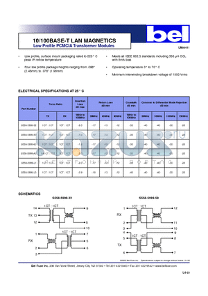 S558-5999-59 datasheet - 10/100BASE-T LAN MAGNETICS