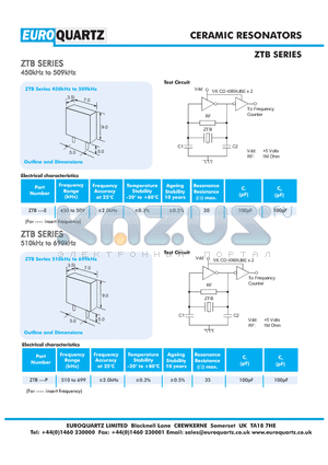 ZTB495E datasheet - CERAMIC RESONATORS