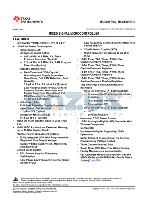 MSP430F5308IRGZ datasheet - MIXED SIGNAL MICROCONTROLLER