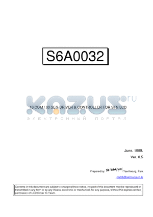 S6A0032 datasheet - 16 COM / 80 SEG DRIVER & CONTROLLER FOR STN LCD