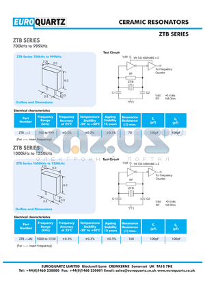 ZTB963E datasheet - CERAMIC RESONATORS