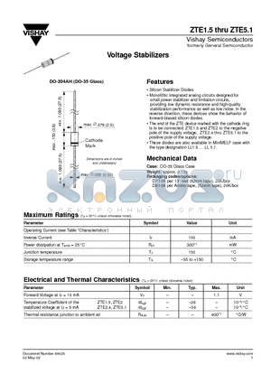 ZTE3.6 datasheet - Voltage Stabilizers