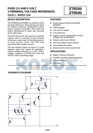 ZTR500 datasheet - FIXED 2.5 AND 5 VOLT 3-TERMINAL VOLTAGE REFERENCES