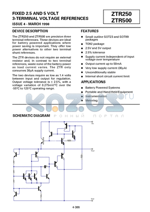 ZTR250F02 datasheet - FIXED 2.5 AND 5 VOLT 3-TERMINAL VOLTAGE REFERENCES