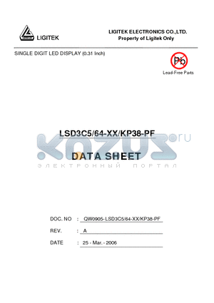 LSD3C5-64-XX-KP38-PF datasheet - SINGLE DIGIT LED DISPLAY (0.31 Inch)