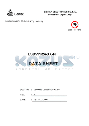 LSD511-24-XX-PF datasheet - SINGLE DIGIT LED DISPLAY (0.56 Inch)