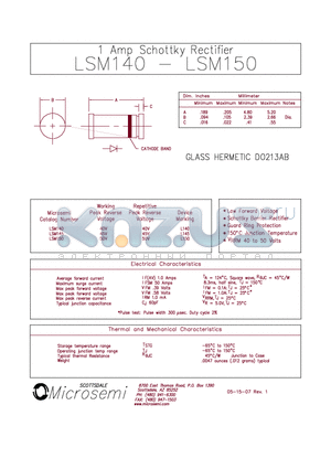 LSM150 datasheet - 1 Amp Schottky Rectifier