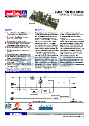 LSM2-T30-D12R-C datasheet - DOSA-SMT, 30A POL DC/DC Converters