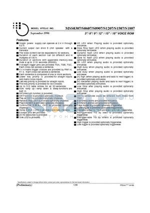 MSS0307-1 datasheet - 3/ 6/ 9/ 12 / 15 / 18 VOICE ROM