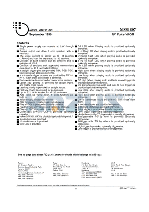 MSS1807 datasheet - 18 Voice VROM